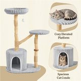 104 cm Cat Tree with Pear Wood Posts and Jute Scratching Surface