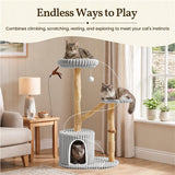 104 cm Cat Tree with Pear Wood Posts and Jute Scratching Surface