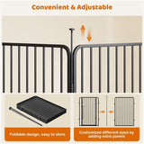 39.5"/100cm Dog Playpen Panels, Black Iron Round Tube Fence w/Door Dog Pen Fence