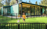 39.5"/100cm Dog Playpen Panels, Black Iron Round Tube Fence w/Door Dog Pen Fence
