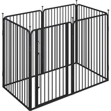 39.5"/100cm Dog Playpen Panels, Black Iron Round Tube Fence w/Door Dog Pen Fence