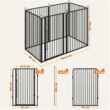 39.5"/100cm Dog Playpen Panels, Black Iron Round Tube Fence w/Door Dog Pen Fence