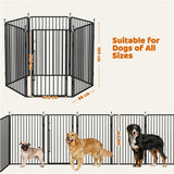 39.5"/100cm Dog Playpen Panels, Black Iron Round Tube Fence w/Door Dog Pen Fence