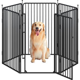 39.5"/100cm Dog Playpen Panels, Black Iron Round Tube Fence w/Door Dog Pen Fence
