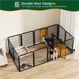 16 Panels 80cm Tall Dog Playpen Pet Playpen Steel Dog Cat Exercise Barrier Outdoor Indoor