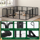 16 Panels 80cm Tall Dog Playpen Pet Playpen Steel Dog Cat Exercise Barrier Outdoor Indoor