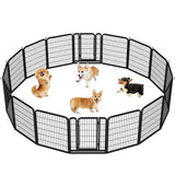 16 Panels 80cm Tall Dog Playpen Pet Playpen Steel Dog Cat Exercise Barrier Outdoor Indoor