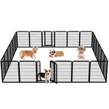 16 Panels 80cm Tall Dog Playpen Pet Playpen Steel Dog Cat Exercise Barrier Outdoor Indoor