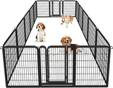 16 Panels 80cm Tall Dog Playpen Pet Playpen Steel Dog Cat Exercise Barrier Outdoor Indoor