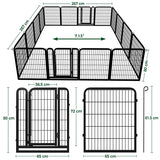 16 Panels 80cm Tall Dog Playpen Pet Playpen Steel Dog Cat Exercise Barrier Outdoor Indoor