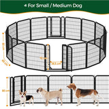 16 Panels 80cm Tall Dog Playpen Pet Playpen Steel Dog Cat Exercise Barrier Outdoor Indoor