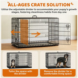 122cm Dog Crate for Large Dogs w/ Divider Foldable Metal Wire Dog Cage Kennel