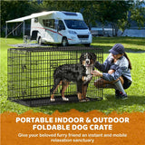 122cm Dog Crate for Large Dogs w/ Divider Foldable Metal Wire Dog Cage Kennel