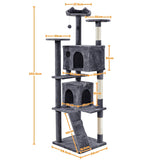 203cm H Plush Cat Tree Multilevel Indoor Cat Tower