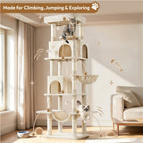 210cm Multi-Level Cat Tree Cat Tower with 9 Sisal Scratching Posts