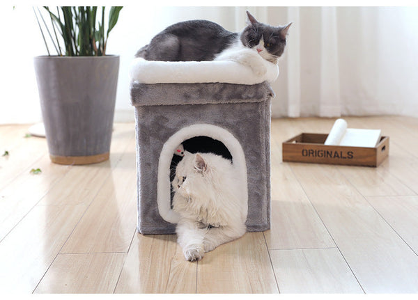 Collapsible Cat House with Bed H 42cm