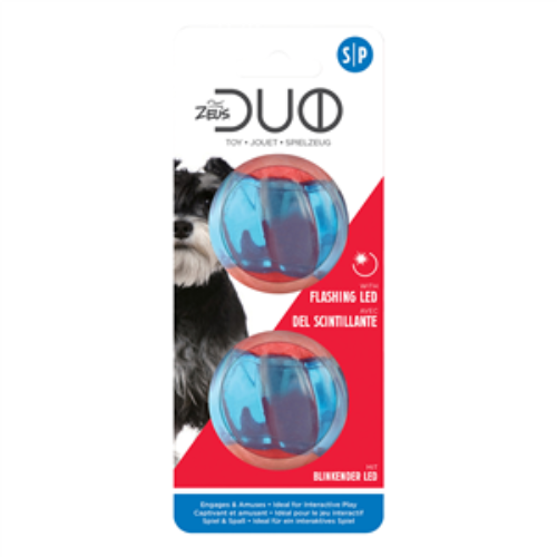 Zeus Duo Ball Dog Toy With Flashing LED Small 5cm 2pk