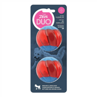 Zeus Duo Ball Dog Toy With Flashing LED Large 6.3cm 2pk