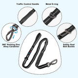 Bungee Dog Leash, 4-6FT No Pull Dog Leash with Car Seatbelt