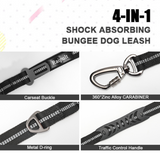 Bungee Dog Leash, 4-6FT No Pull Dog Leash with Car Seatbelt