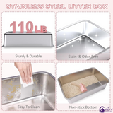 CatZest Cat Litter Box with Lid, Extra Large Stainless Steel Top Entry, Double Filter Pedal & Scoop – Non-Stick, Leakproof, High Sided