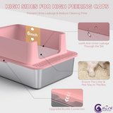 CatZest Cat Litter Box with Lid, Extra Large Stainless Steel Top Entry, Double Filter Pedal & Scoop – Non-Stick, Leakproof, High Sided