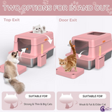 CatZest Cat Litter Box with Lid, Extra Large Stainless Steel Top Entry, Double Filter Pedal & Scoop – Non-Stick, Leakproof, High Sided