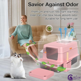 CatZest Cat Litter Box with Lid, Extra Large Stainless Steel Top Entry, Double Filter Pedal & Scoop – Non-Stick, Leakproof, High Sided