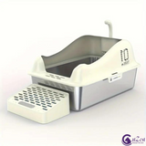 CatZest Fashion Cute Stainless Steel Cat Kitty Litter Box with Lid, High Walls Enclosed, Non-Stick, Leak-Proof & Effortless Cleaning