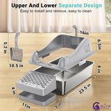 CatZest Fashion Cute Stainless Steel Cat Kitty Litter Box with Lid, High Walls Enclosed, Non-Stick, Leak-Proof & Effortless Cleaning