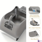 CatZest Fashion Cute Stainless Steel Cat Kitty Litter Box with Lid, High Walls Enclosed, Non-Stick, Leak-Proof & Effortless Cleaning