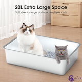 CatZest Stainless Steel Litter Box with Lid, Front Entry Top Exit Kitty, Extra Large Enclosed Metal Litter Box with Litter Scoop & Ramp