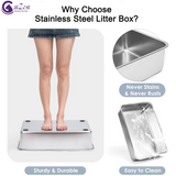 CatZest Stainless Steel Litter Box with Lid, Front Entry Top Exit Kitty, Extra Large Enclosed Metal Litter Box with Litter Scoop & Ramp