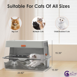 CatZest Stainless Steel Litter Box with Lid, Front Entry Top Exit Kitty, Extra Large Enclosed Metal Litter Box with Litter Scoop & Ramp