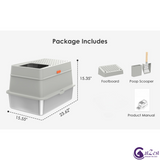 CatZest Stainless Steel Litter Box with Lid, Front Entry Top Exit Kitty, Extra Large Enclosed Metal Litter Box with Litter Scoop & Ramp