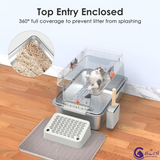 CatZest Stainless Steel Litter Box with Lid, Front Entry Top Exit Kitty, Extra Large Enclosed Metal Litter Box with Litter Scoop & Ramp