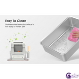 CatZest Stainless Steel Litter Box with Lid, Front Entry Top Exit Kitty, Extra Large Enclosed Metal Litter Box with Litter Scoop & Ramp