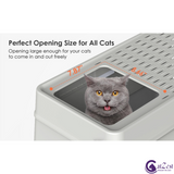 CatZest Stainless Steel Litter Box with Lid, Front Entry Top Exit Kitty, Extra Large Enclosed Metal Litter Box with Litter Scoop & Ramp