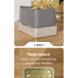 CatZest Stainless Steel Cat Litter Box for Big Cats – Large Top-Entry Enclosed Kitty Pan with Lid, Odor-Resistant & Easy to Clean