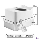 CatZest Stainless Steel Cat Litter Box for Big Cats – Large Top-Entry Enclosed Kitty Pan with Lid, Odor-Resistant & Easy to Clean