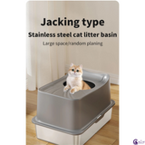 CatZest Stainless Steel Cat Litter Box for Big Cats – Large Top-Entry Enclosed Kitty Pan with Lid, Odor-Resistant & Easy to Clean