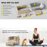 CatZest Stainless Steel Extra Large Cat Litter Box with High Sides – Leakproof, Easy Clean, Includes Scoop Footboard & Detachable Base