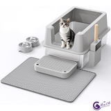 CatZest Stainless Steel Extra Large Cat Litter Box with High Sides – Leakproof, Easy Clean, Includes Scoop Footboard & Detachable Base