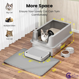 CatZest Stainless Steel Extra Large Cat Litter Box with High Sides – Leakproof, Easy Clean, Includes Scoop Footboard & Detachable Base