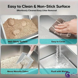 CatZest Stainless Steel Extra Large Cat Litter Box with High Sides – Leakproof, Easy Clean, Includes Scoop Footboard & Detachable Base