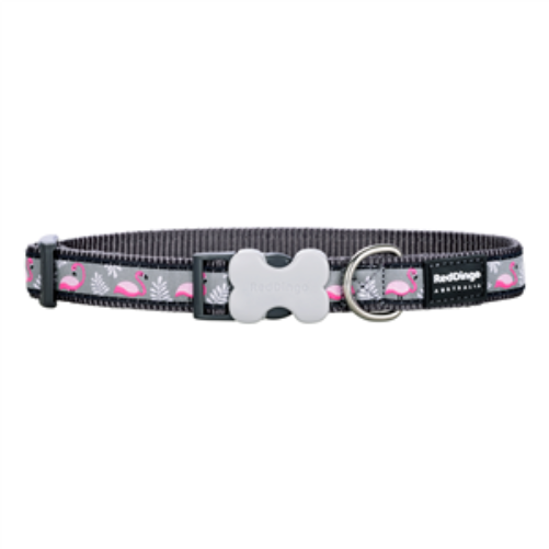 Red Dingo Dog Collar Flamingo Cool Grey Small 12mm x 20-32cm