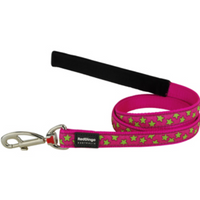 Red Dingo Dog Lead Stars Lime on Hot Pink Medium 20mm x 1.2m