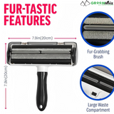 GroomWhiz Portable Pet Hair Remover – Reusable Lint Roller Perfect for Furniture, Couch, Carpet, Clothing & Bedding