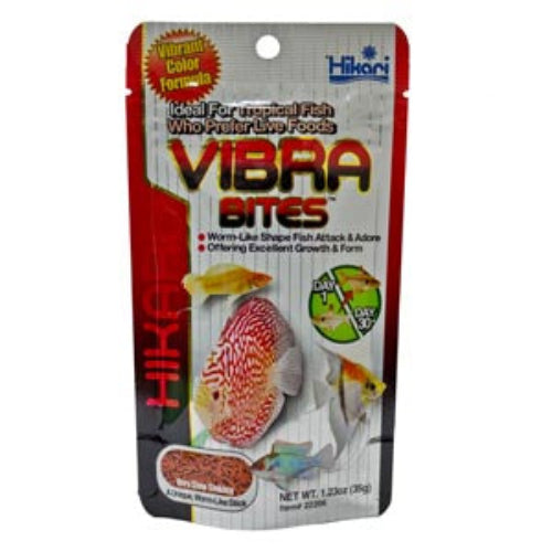 Hikari Vibra Bites fish food packaging on a white background