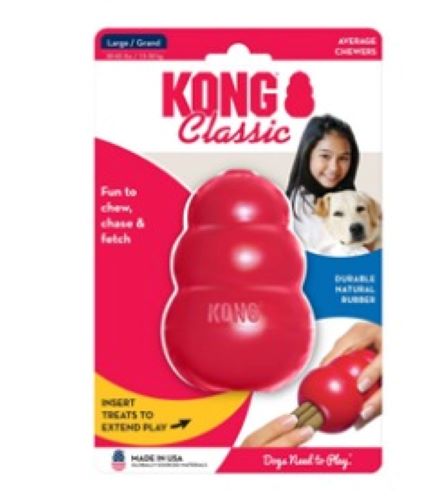 Kong Classic Small Red  The classic red Kong for adult dogs. The virtually indestructible chew toy that dogs love. Stuff with treats for added chewing enjoyment. The chew toy that outlasts the rest, guaranteed! A favourite with dog trainers.